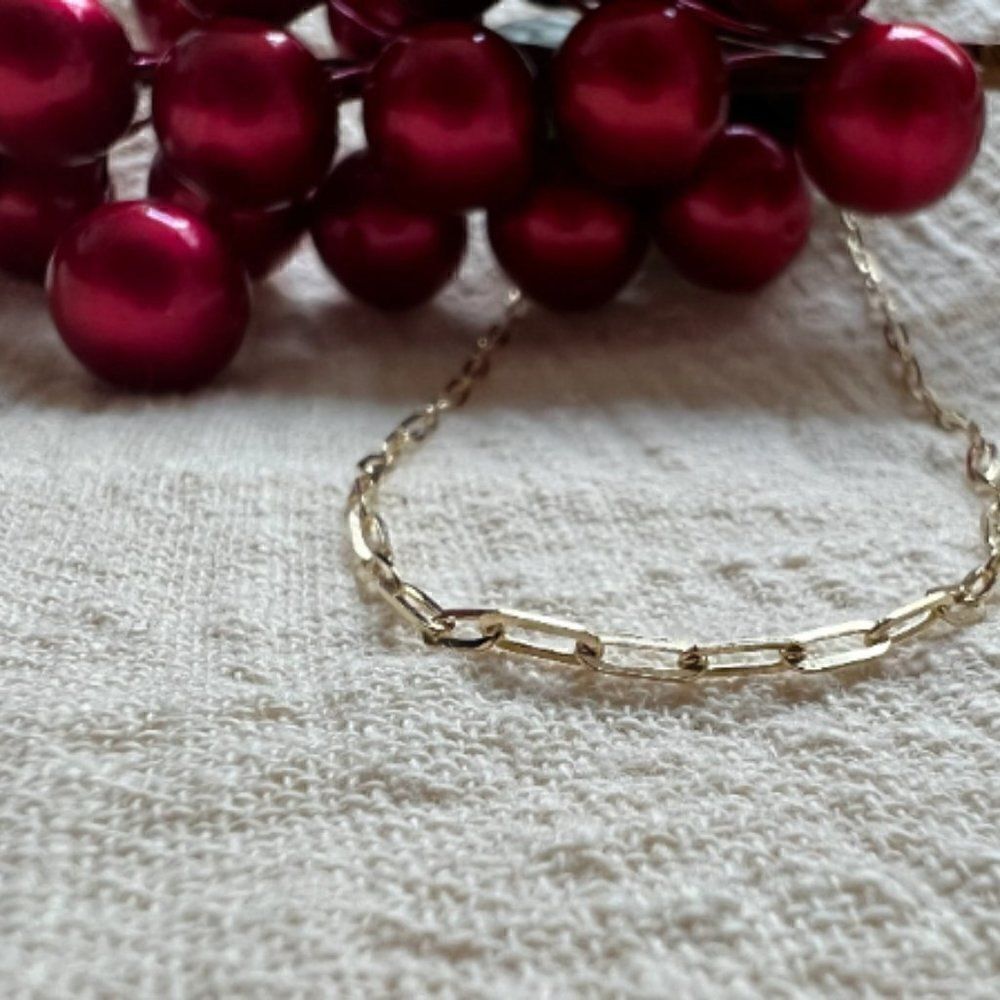 Paperclip Chain Necklace 14kreal Gold Necklace 16 Inches Perfect Gift